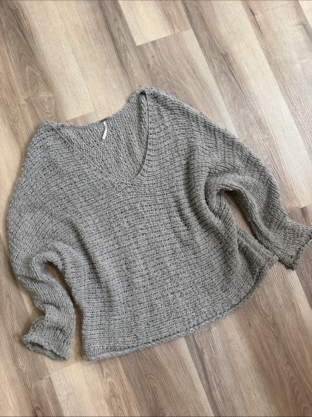 Free People Knit Taupe Oversized Slouchy Sweater Size Medium